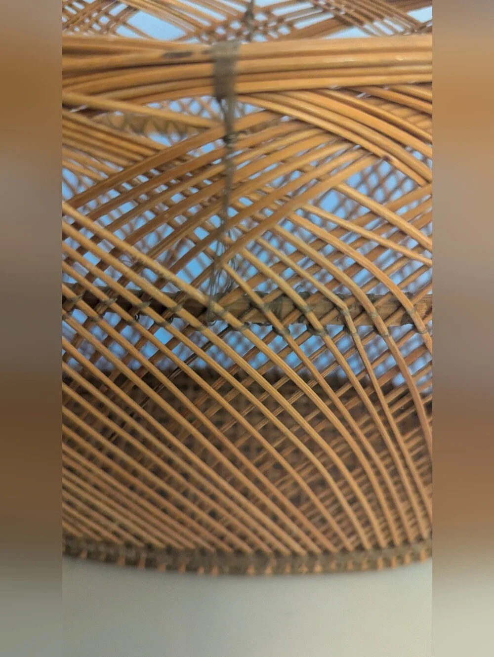 Handwoven Natural Rattan Basket Tote with Arch Handle